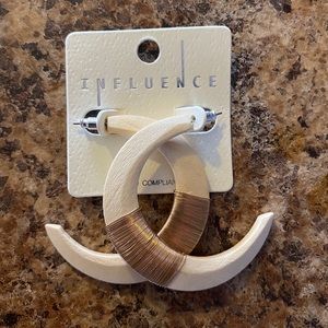 White Wooden Boho Crescent Earrings